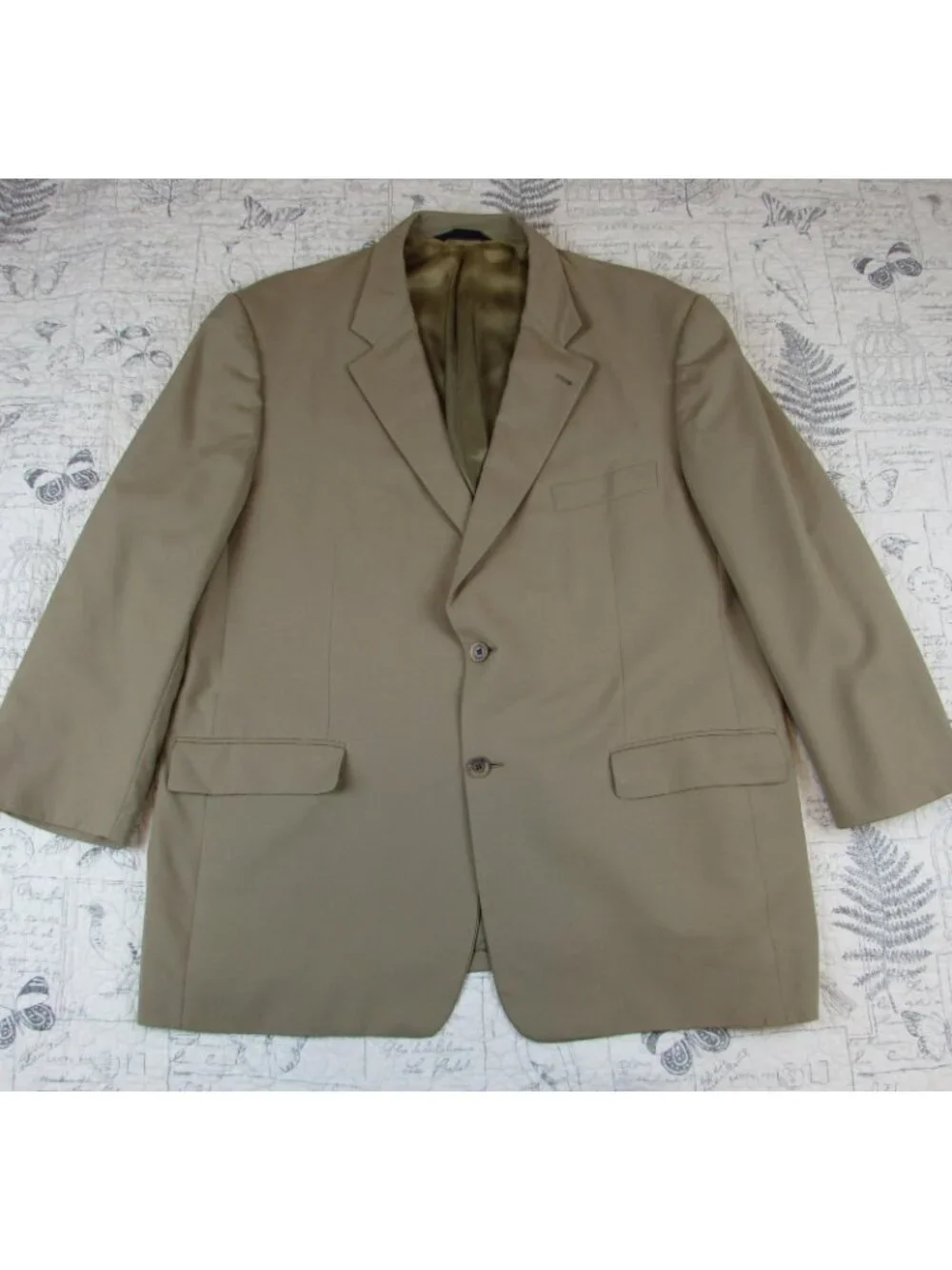 BURBERRY LONDON Beige 100% light weight Wool Mens Blazer Sport Coat Jacket 46 R